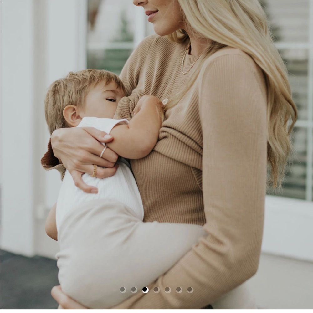 Nursing friendly rib knit midi dress